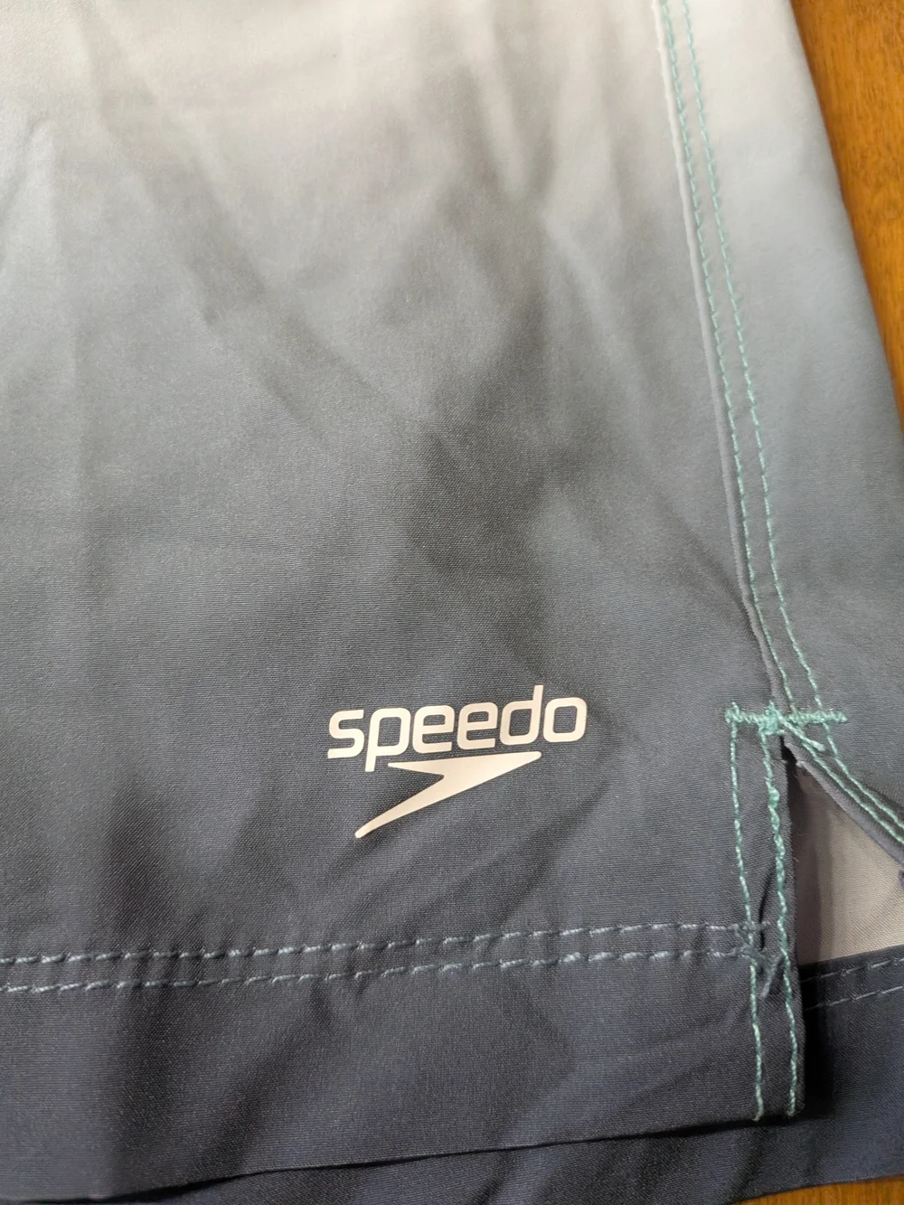 Speedo Ombre Swim Trunks in Teal, Gray & White